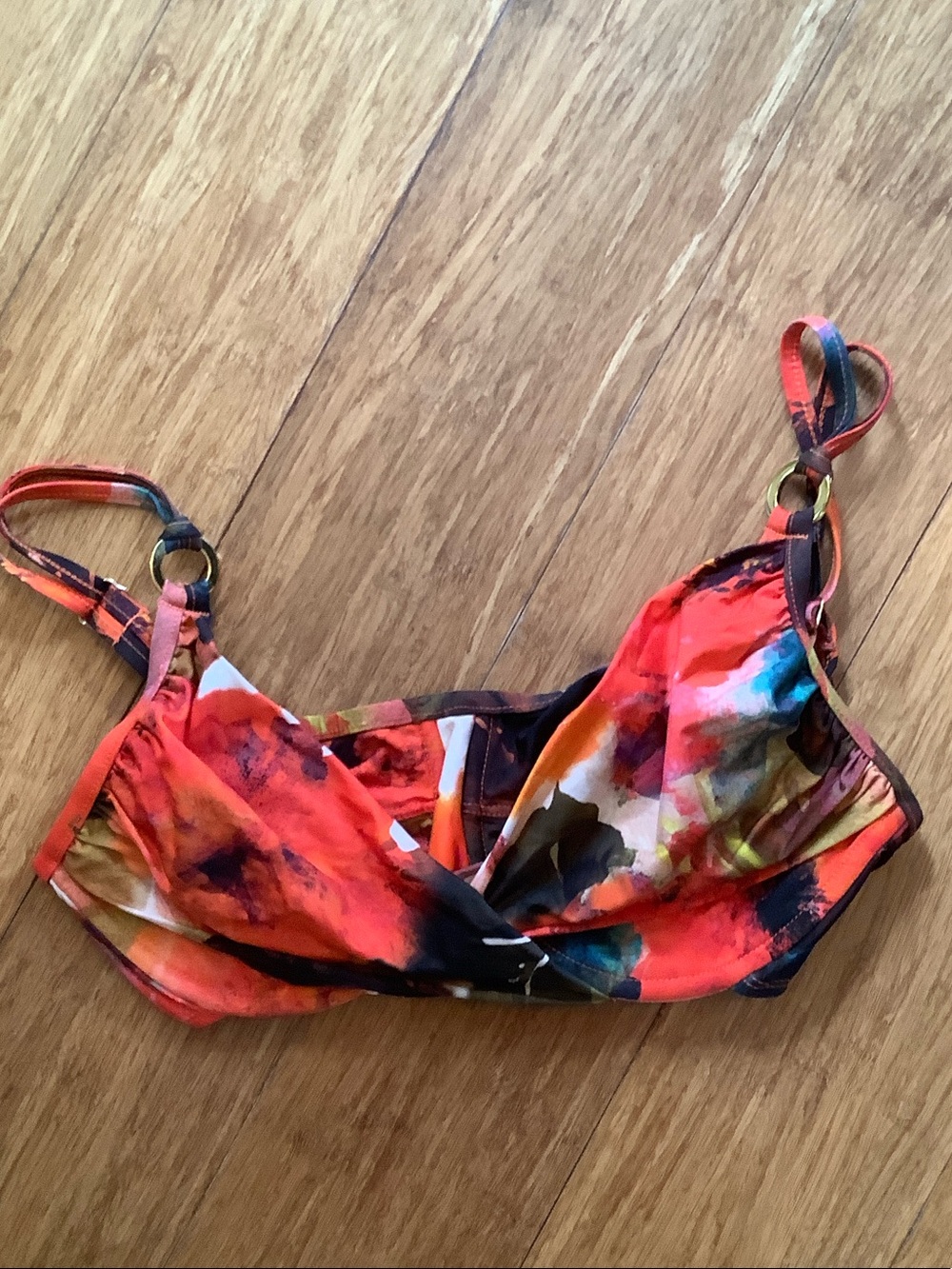 Tara Grinna Women’s Abstract Orange Print Swim Top